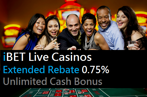 iBET Live Casinos Extended Rebate 0.75% Unlimited Cash Bonus