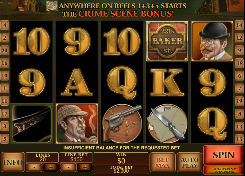 Free Newtown Casino Detective Slot Game "Sherlock Mystery" !